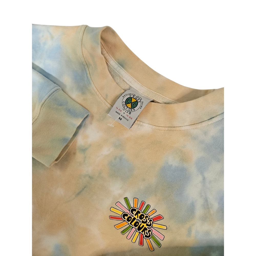 Cross Colours Retro Sunshine Tie Dye Sweatshirt Womens M Graphic Sleeve Pullover